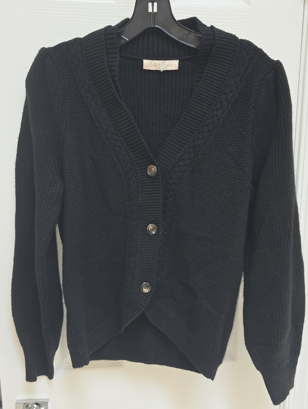 Black V-Neck Button Cardigan Sweater - Unbranded